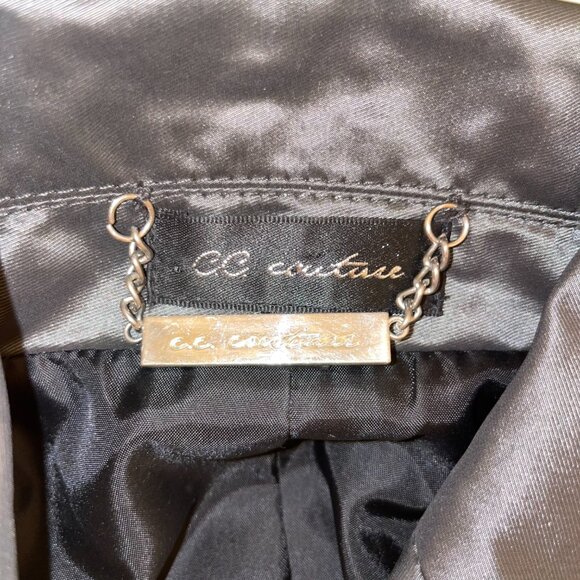 CC Couture Metallic Grey Wrap Trench Dress with Draped Skirt – Size Small - Picture 7 of 15